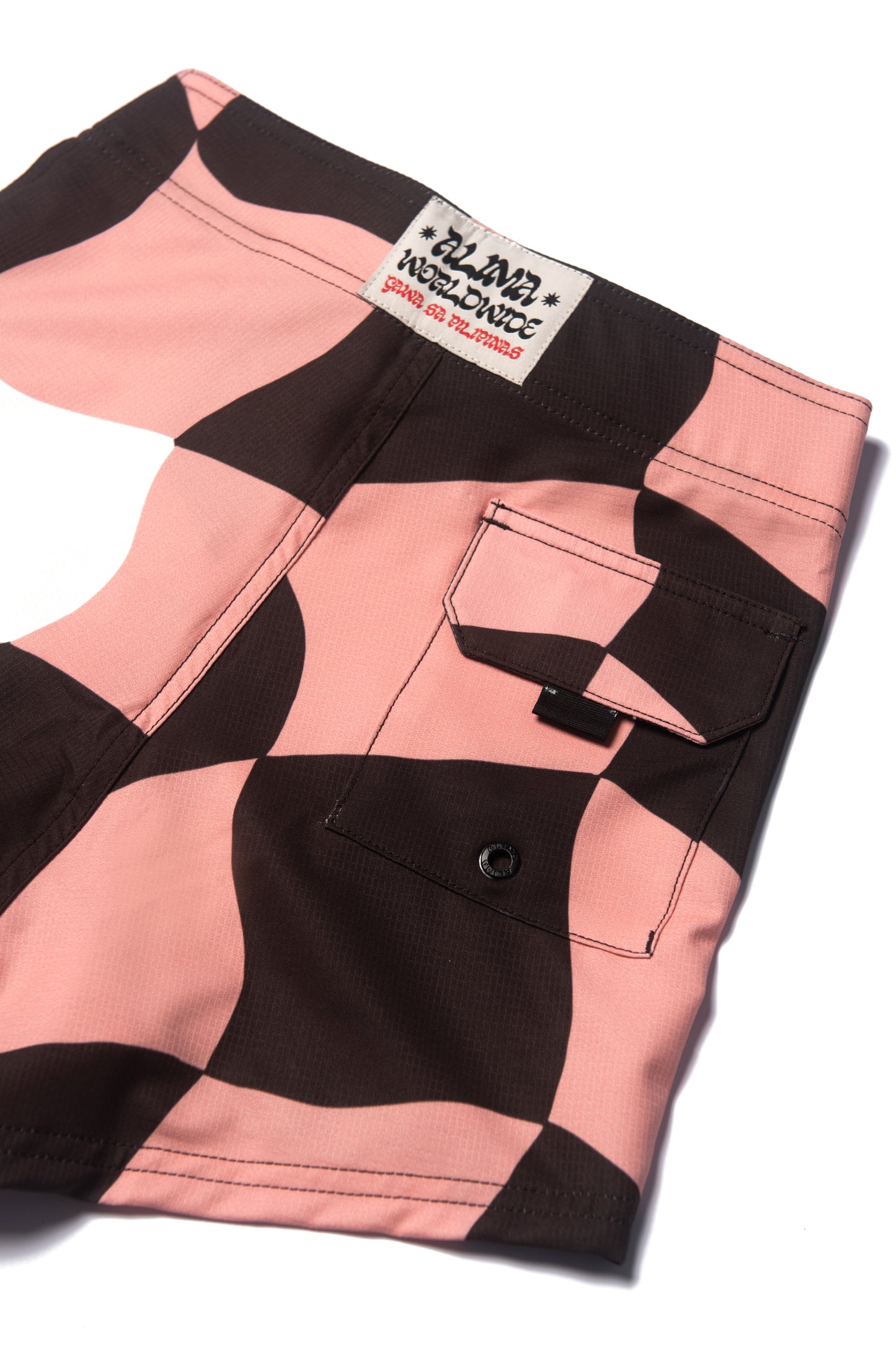 Alima Womens Warped and Wavy Boardies in Pink and Chocolate Brown